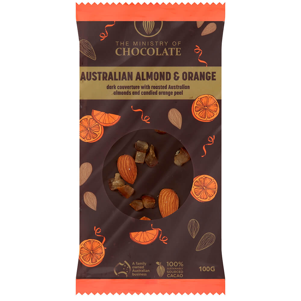 Aussie Almond & Orange - 100g Dark Chocolate Bar