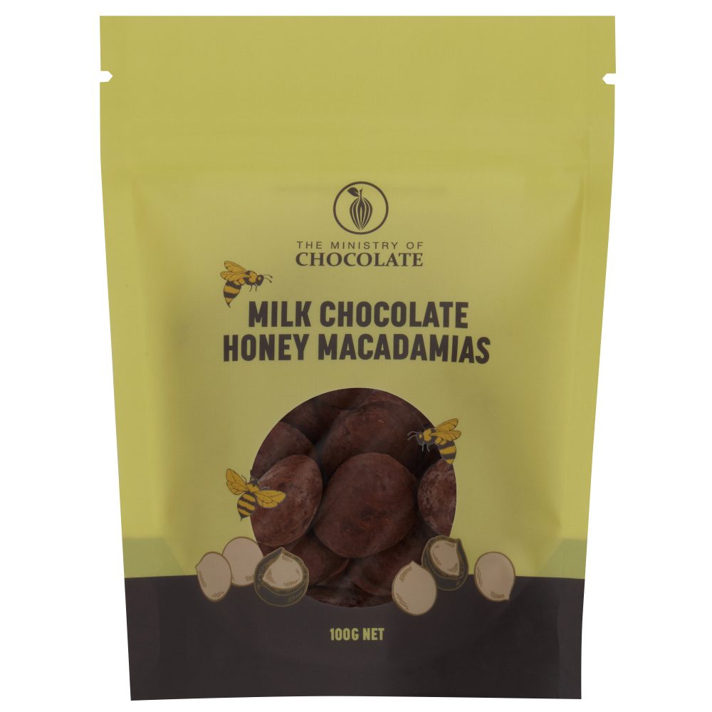 Milk Choc Honey Macadamias 100g